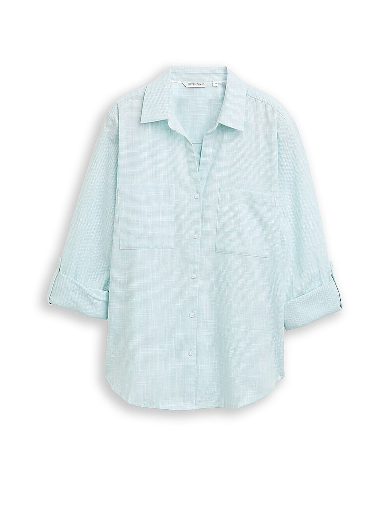 Tom Tailor Chemisier à Manches Longues With Slub Structure 1035247 New Blue Haze 36 Femme